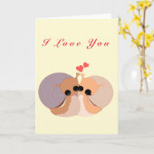 かわいいカップルカタツムリのバレンタインデーのカード カード (黄色い花)