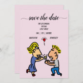 かわいいカップルカラフルオリジナル漫画アートワークカード 招待状 (正面/裏面)