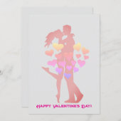 かわいいカップルキスをするミニマリストのバレンタインデー シーズンカード (正面/裏面)