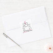 かわいいカップルキスを借りてもいいデザイン スクエアシール (封筒)