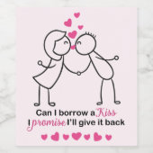 かわいいカップルキスを借りてもいいデザイン ワインラベル (シングルラベル)