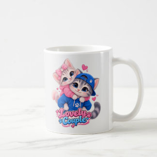 かわいいカップルキス猫マグカップ、キュートな猫好き コーヒーマグカップ