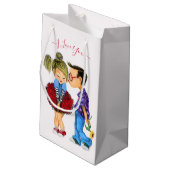 かわいいカップルギフトバッグのテキスト - 愛してる スモールペーパーバッグ (裏面アングル)