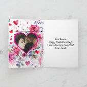 かわいいカップルパーソナライズされたアニメバレンタインデー カード (内部)