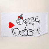 かわいいカップルビーチタオル ビーチタオル (正面)