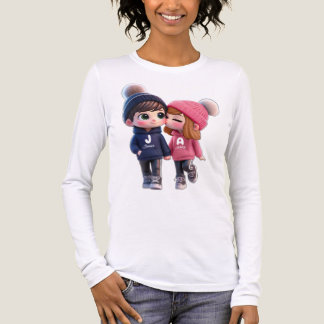 かわいいカップルファッション 長袖シャツ トライブレンドTシャツ