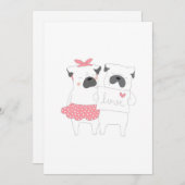 かわいいカップルフランスののブルドッグの愛 |犬の恋人 シーズンカード (正面/裏面)