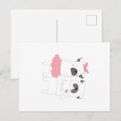 かわいいカップルフランスののブルドッグの愛 |犬の恋人 シーズンポストカード (正面/裏面)