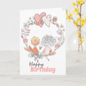 かわいいカップルフローラリースロマンチックな誕生日 カード (黄色い花)