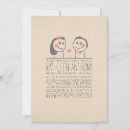 かわいいカップルモダン結婚式招待状 招待状