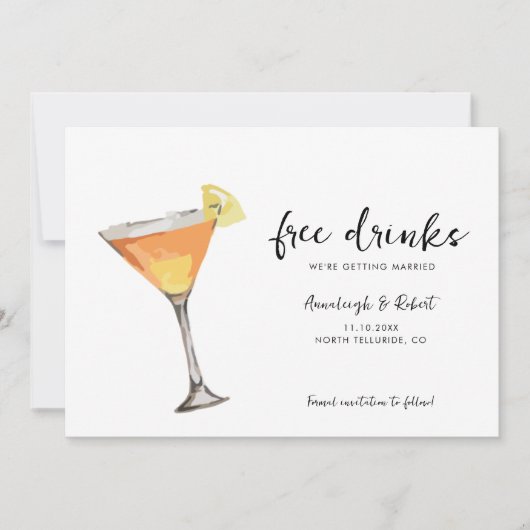 かわいいカップル写真スクリプトミニマル結婚リスト セーブザデート (正面)