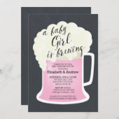 かわいいカップル女の子ベビーシャワーベビー醸造 招待状 (正面/裏面)