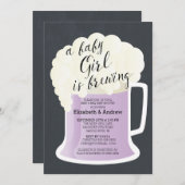 かわいいカップル女の子ベビーシャワーベビー醸造 招待状 (正面/裏面)