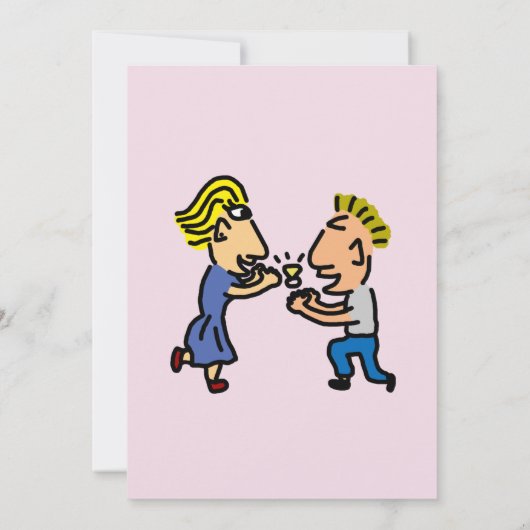 かわいいカップル漫画カラフルオリジナルのアートワークカード 招待状 (裏面)