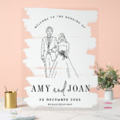 かわいいカップル白ミニマル結婚リスト アクリルサイン (ウェディング)