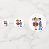 かわいいカップル紙吹雪 – 愛してる – カスタム文字 コンフェッティ (正面)