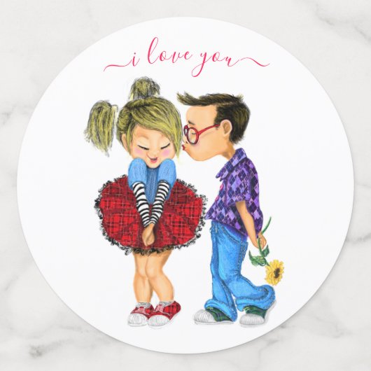 かわいいカップル紙吹雪 – 愛してる – カスタム文字 コンフェッティ (ラージ裏面)