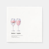 かわいいカップル結婚のワイングラス白ミニマリスト スタンダードカクテルナプキン (正面)