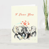 かわいいカップル象バレンタインデーのカード カード (正面)