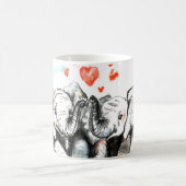 かわいいカップル象マグウォーター絵を描カラー コーヒーマグカップ (中央)