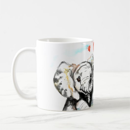 かわいいカップル象マグウォーター絵を描カラー コーヒーマグカップ (左)