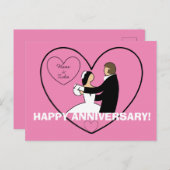かわいいカップル踊りハートハッピーアニバーサリー ポストカード (正面/裏面)