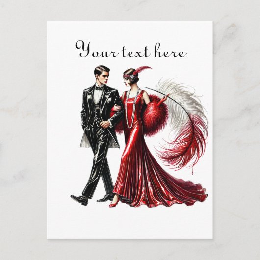 かわいいカップル追加文字 ポストカード (正面)