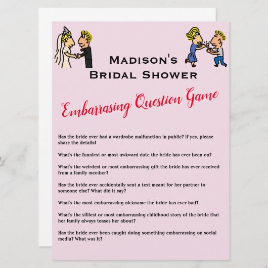 かわいいカップル✨おもしろいブライダルシャワーゲーム 招待状 (正面/裏面)