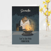 かわいいカップル オーダーメイド バレンタインカード カード (黄色い花)