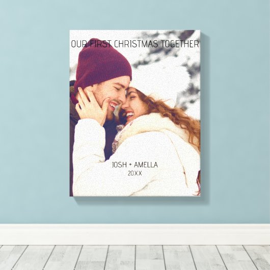 かわいいカップル カスタム写真 キャンバスプリント (インサイチュ (ウッドフロア))