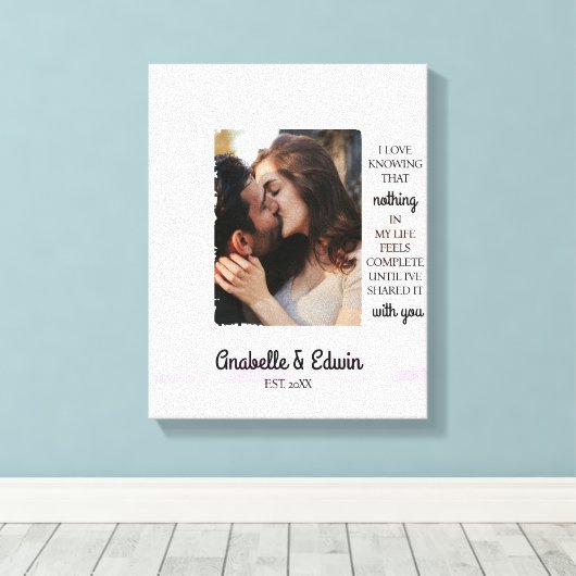 かわいいカップル カスタム写真 キャンバスプリント (インサイチュ (ウッドフロア))