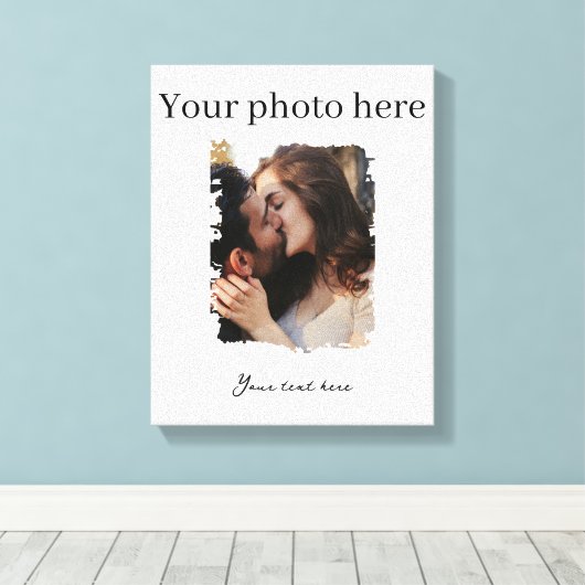 かわいいカップル カスタム写真 キャンバスプリント (インサイチュ (ウッドフロア))