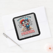 かわいいカップル スカル スクエアシール (封筒)