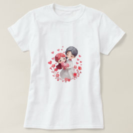 かわいいカップル ハッピー バレンタイン ギフト Tシャツ