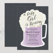 かわいいカップル 女の子 ベビーシャワー ベイビー ブリューミング 招待状 (正面/裏面)