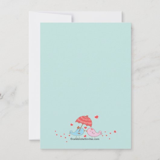 かわいいカップル、鳥の赤ちゃんシャワーが大好き 招待状 (裏面)