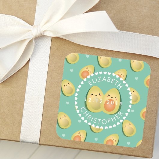 かわいいカップルavcudleアボカドスおもしろい結婚式の引き出物 スクエアシール