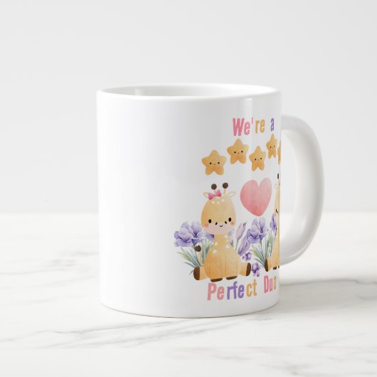 かわいいカップルGiraffe Mug |私たちは完璧なデュオ ジャンボコーヒーマグカップ (正面右)
