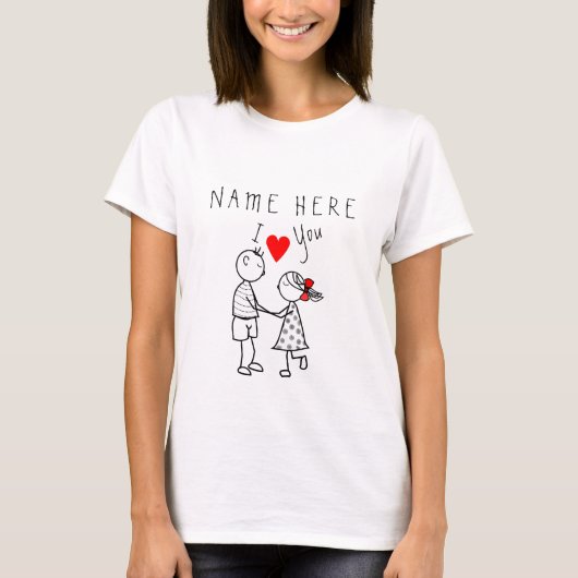 かわいいカップルTシャツと名前をカスタムする Tシャツ (正面)