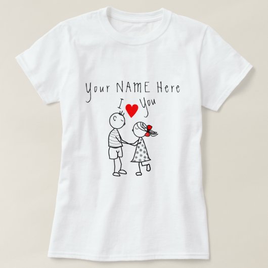 かわいいカップルTシャツと名前をカスタムする Tシャツ (デザイン正面)
