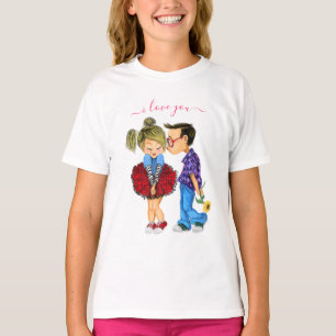 かわいいカップルTシャツと文字- I Love You Tシャツ