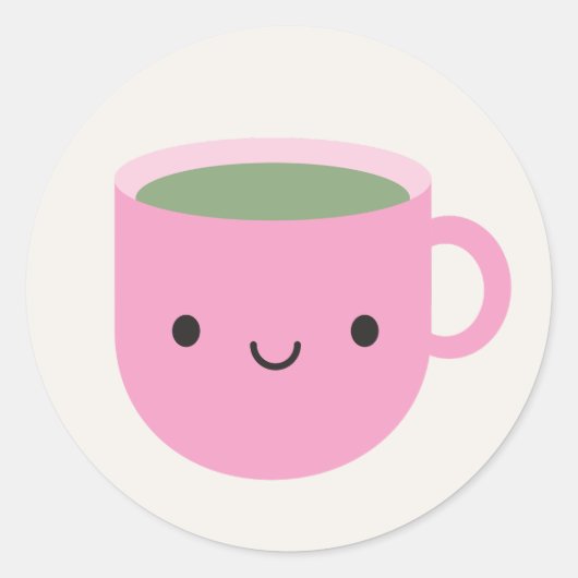 かわいいカップ緑茶(煎茶) ラウンドシール (正面)