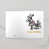 かわいいカナダクリスマスロバ 箔グリーティングカード (外側レイダウン)