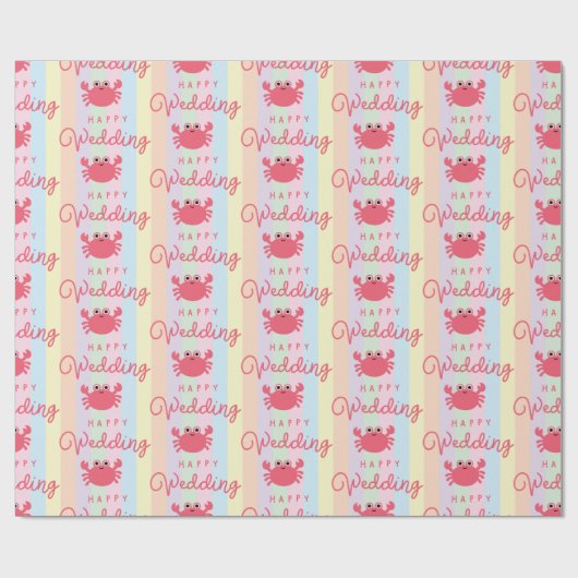 かわいいカニたちと一緒に楽しむ、夏の海の生き物たちのウェディング ラッピングペーパー (フラット)