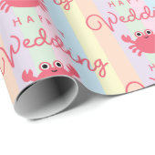 かわいいカニたちと一緒に楽しむ、夏の海の生き物たちのウェディング ラッピングペーパー (ロールコーナー)