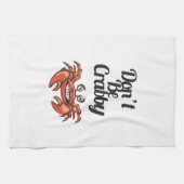 "かわいいカニとのCrabby"タイポグラフィがあないで下さい キッチンタオル (横)