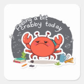 かわいいカニのクラビーデイおもしろい新学期 スクエアシール (正面)