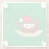 かわいいカニのクリスマスおもしろいホリデーサンタカートゥー ガラスコースター (裏面)