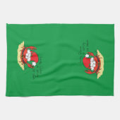 かわいいカニのクリスマスおもしろいホリデーサンタカートゥー キッチンタオル (横)