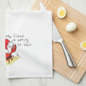 かわいいカニのクリスマスおもしろいホリデーサンタカートゥー キッチンタオル (四つ折り)